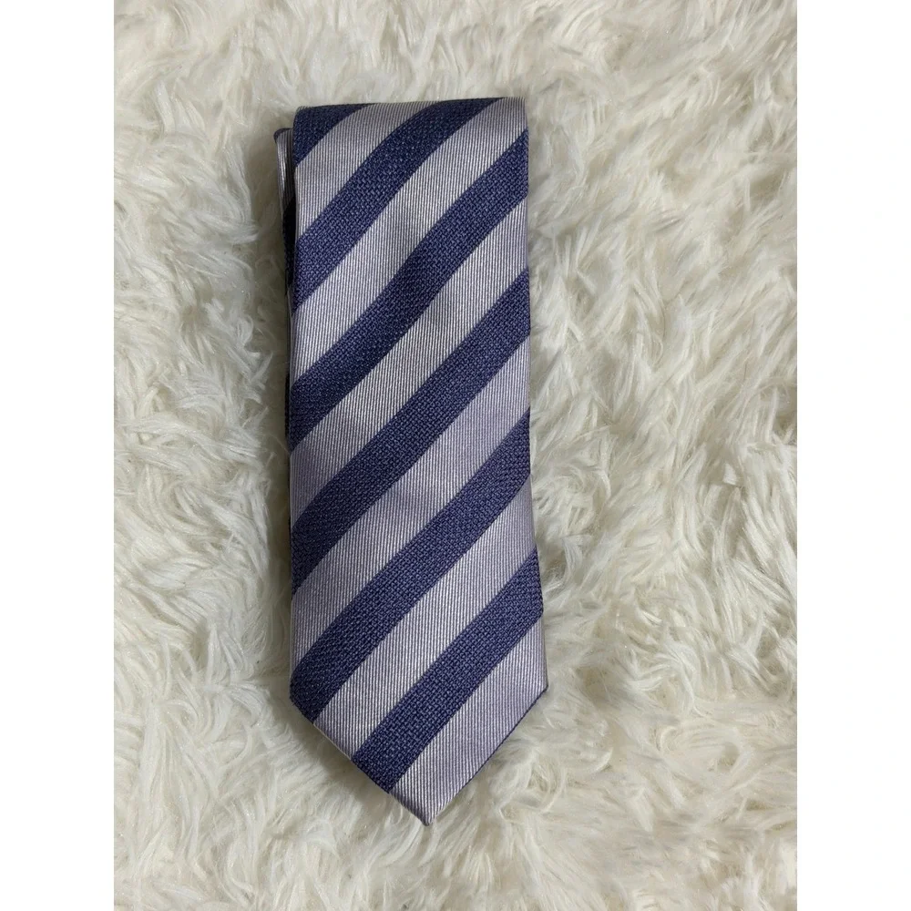 Tattersall Necktie Purple OS Mens Striped Silk Business Professional